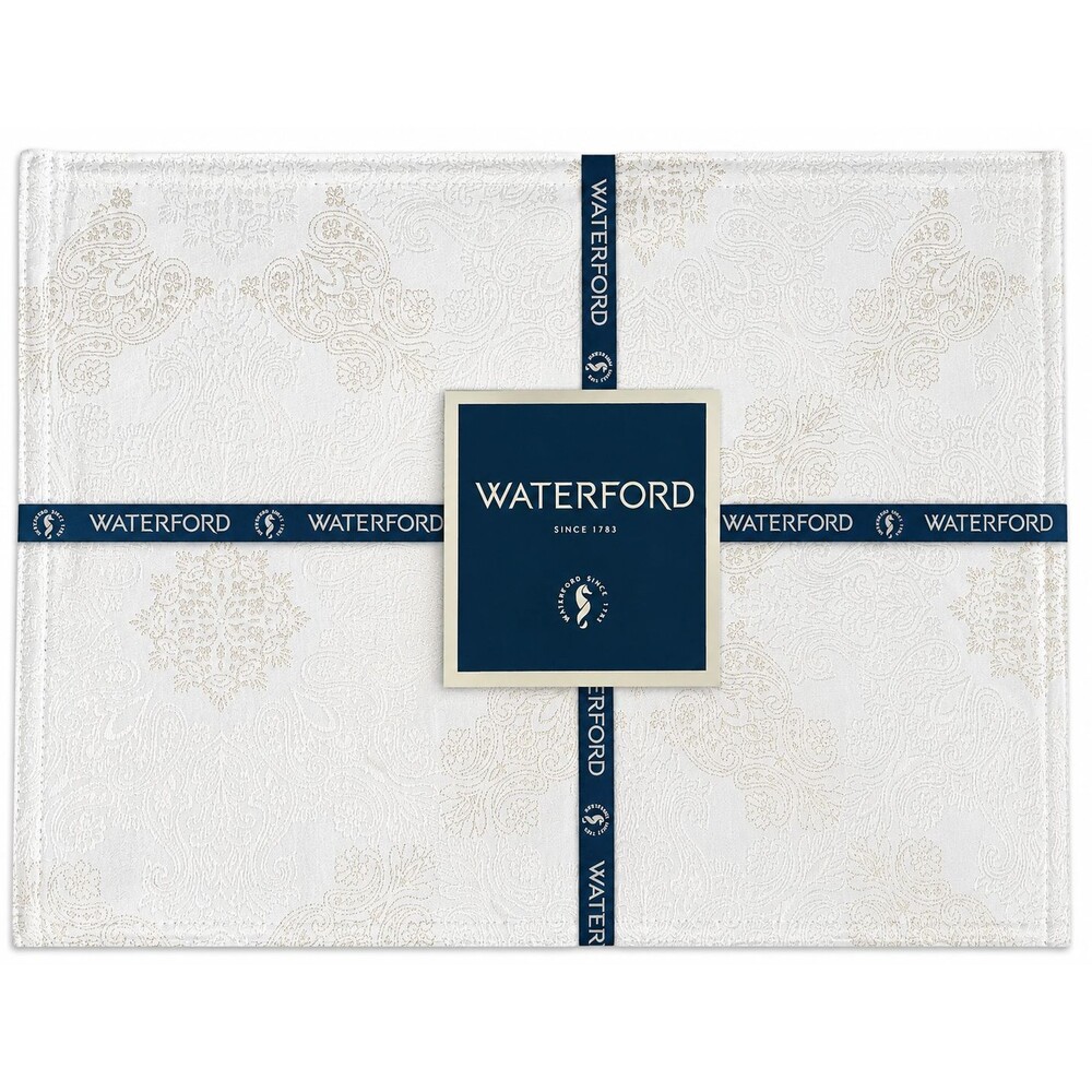 Waterford Placemats Luxury Starling Silver White Gold Holiday 13x19 Set Of 4